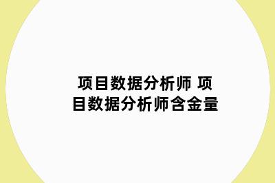 项目数据分析师 项目数据分析师含金量